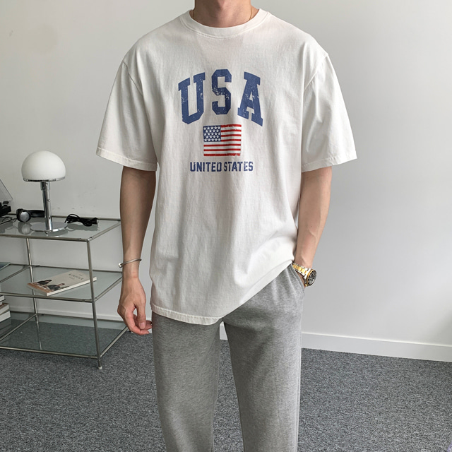 USA 바이오워싱 반팔 티셔츠