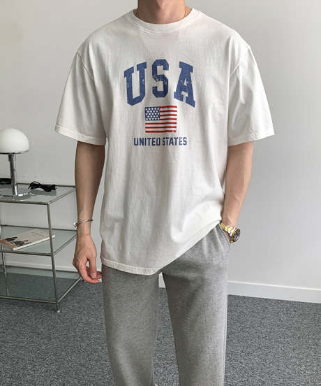 USA 바이오워싱 반팔 티셔츠