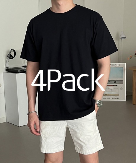 [ 4 Pack ] 푸디 데일리 기본 티셔츠